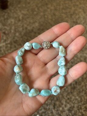 Natural Larimar Bead magnetic Bracelet